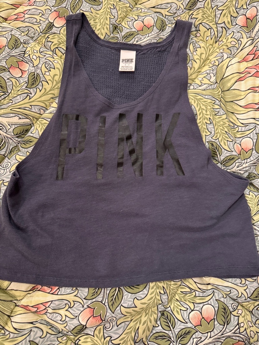 PINK Victoria's Secret Navy Cropped Logo Tank